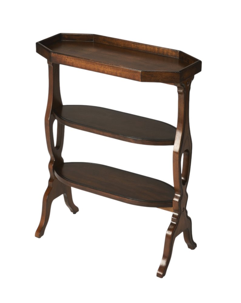 Dark Brown End Table with Two Shelves - 28-inch