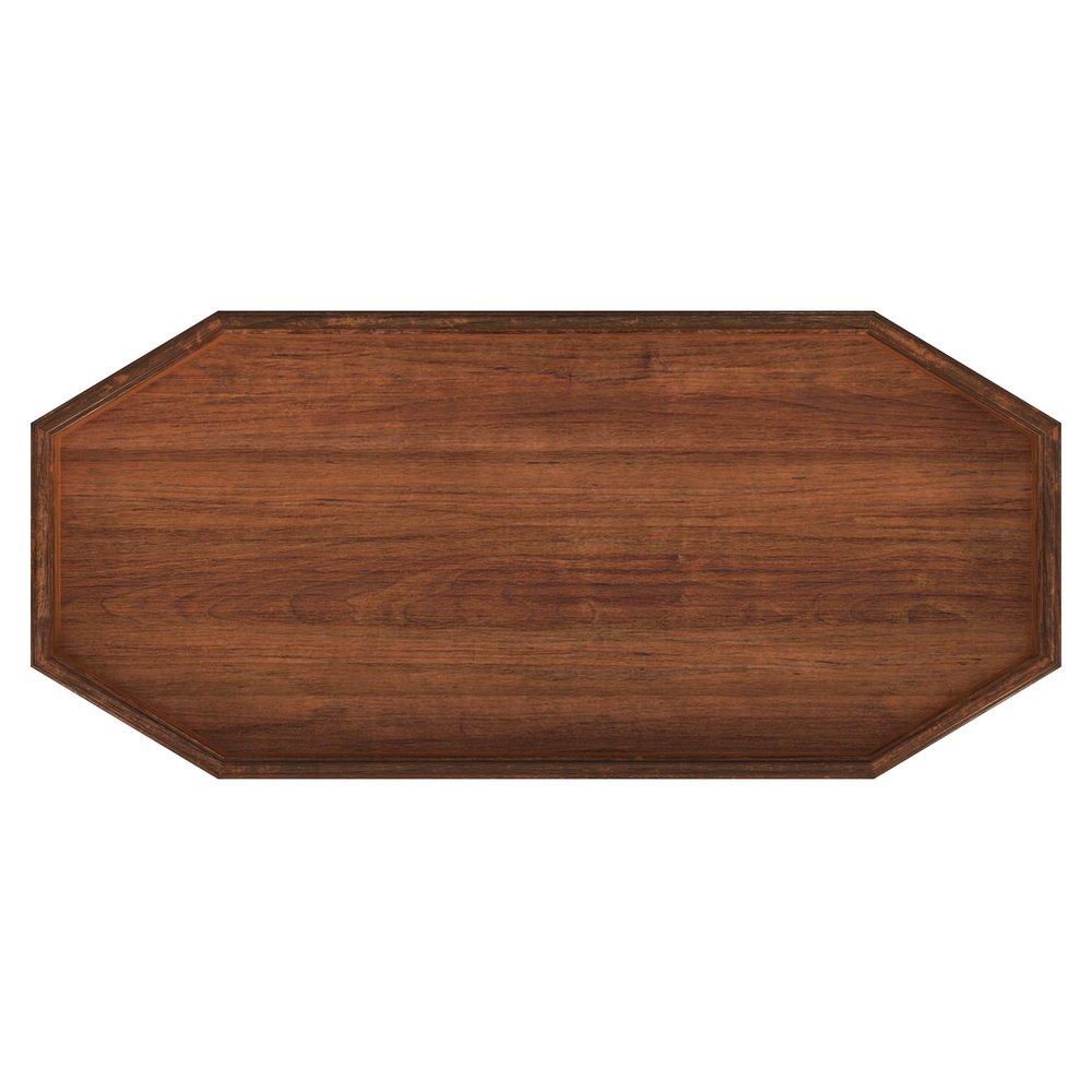 Medium Brown Manufactured Wood Octagon End Table with Two Shelves