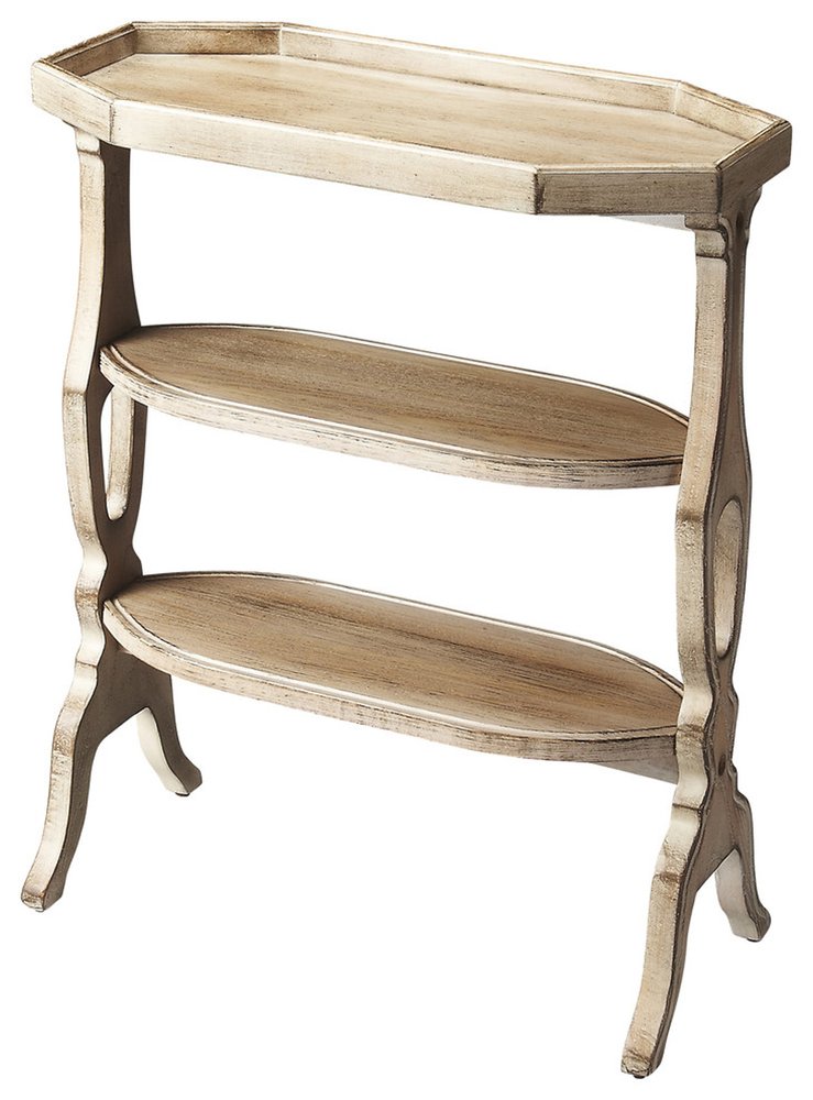 Gray End Table with Two Shelves - 28-inch