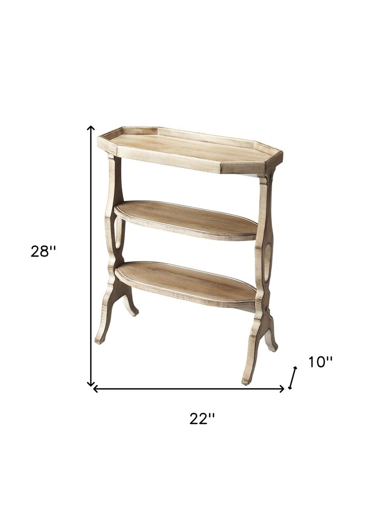 Gray End Table with Two Shelves - 28-inch