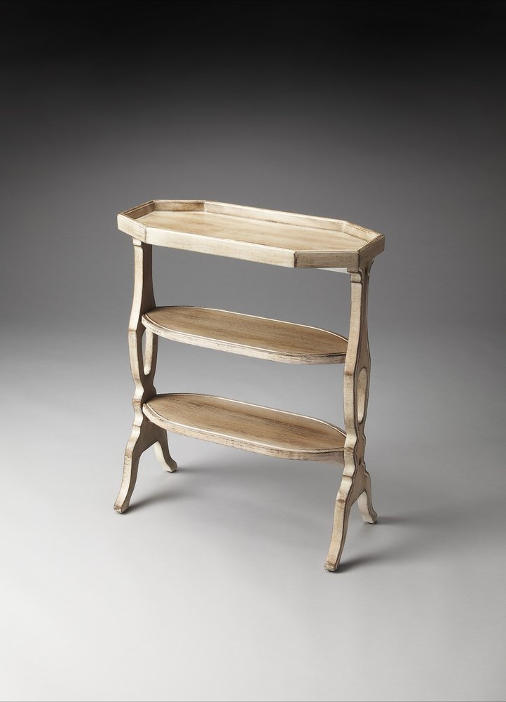 Gray End Table with Two Shelves - 28-inch