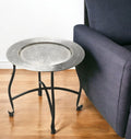 Black and Silver Aluminum Round End Table - 14-inch