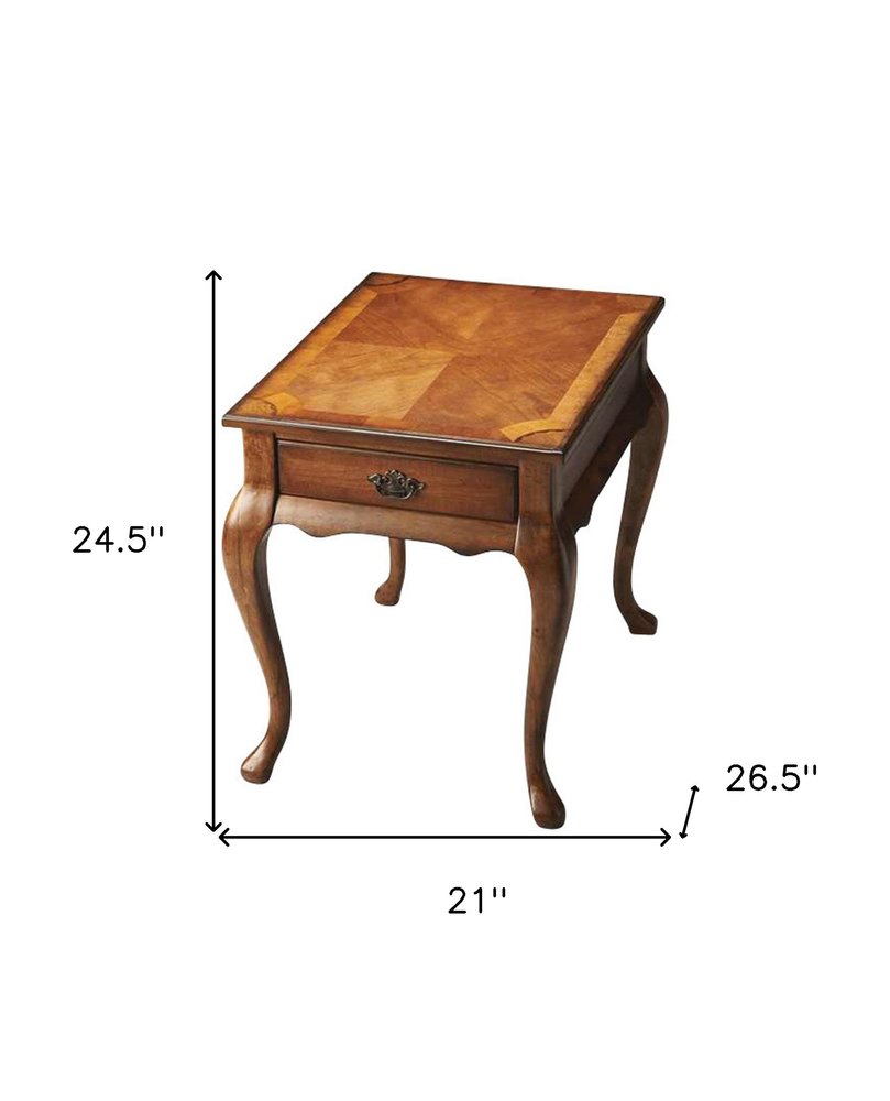 Medium Brown Solid and Manufactured Wood End Table with Drawer