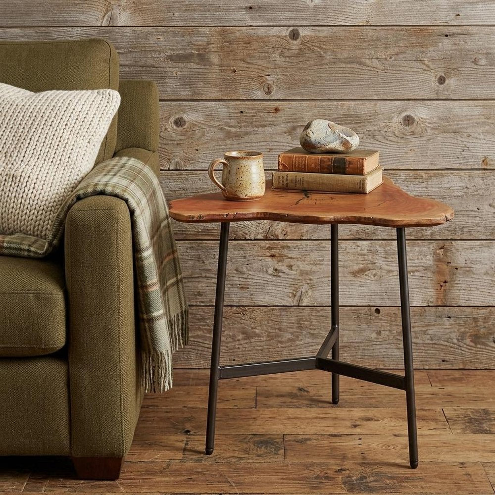 Black and Natural Brown Solid Wood Free Form End Table - 19-inch