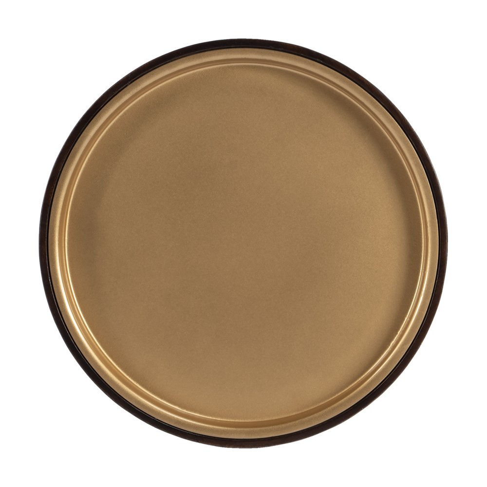 Black and Rosegold Solid Wood Round End Table - 22-inch