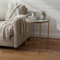 Brass and Gray Marble Round End Table - 23-inch