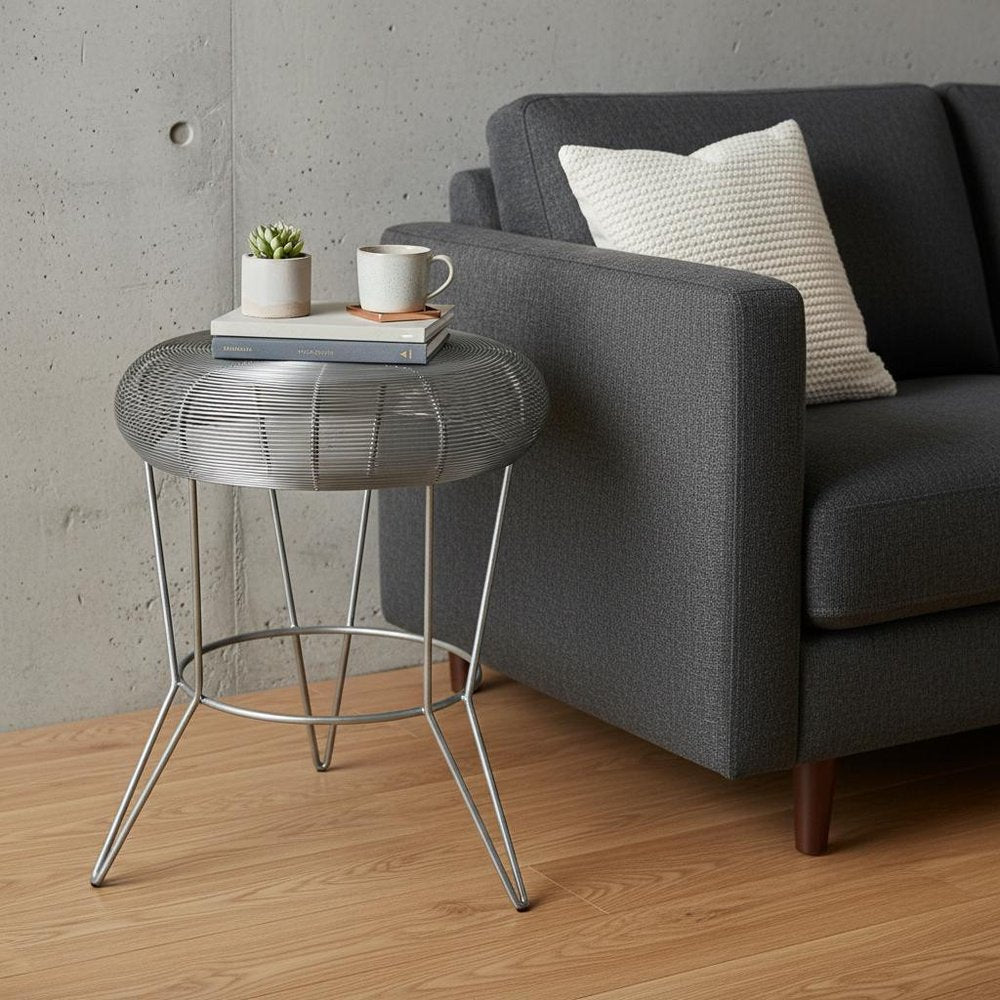 Silver Wire Round End Table - 18-inch