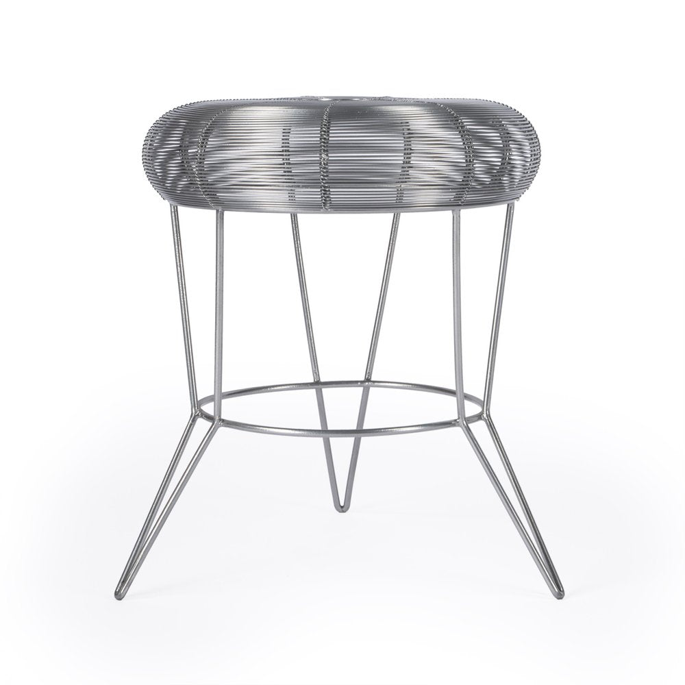 Silver Wire Round End Table - 18-inch