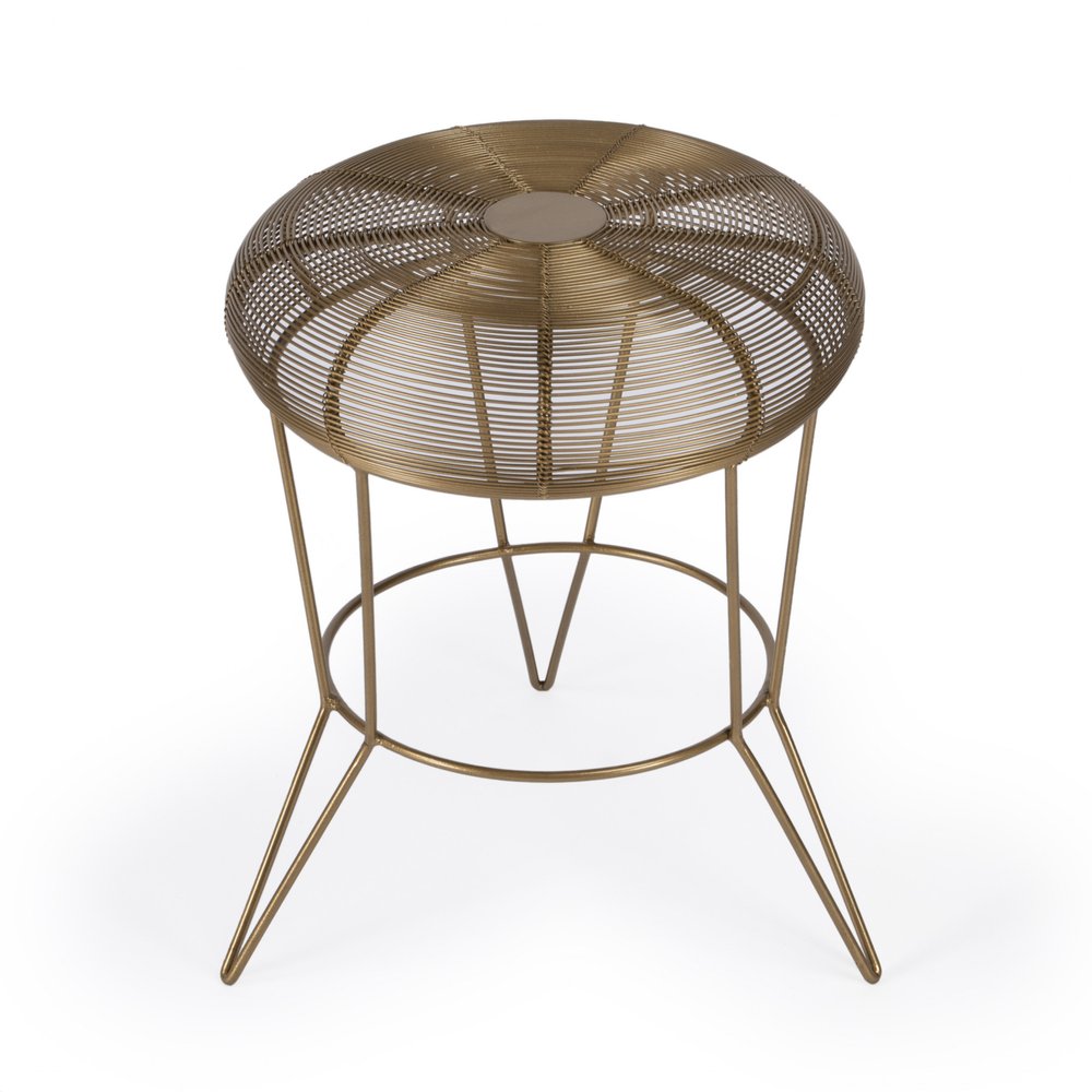 Antique Gold Iron Round End Table - 18-inch