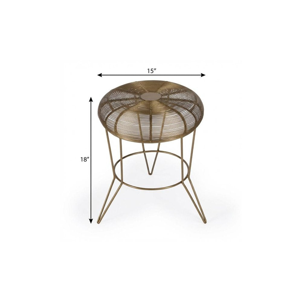 Antique Gold Iron Round End Table - 18-inch
