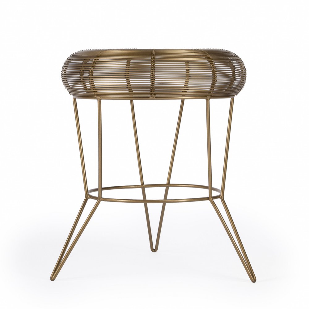 Antique Gold Iron Round End Table - 18-inch