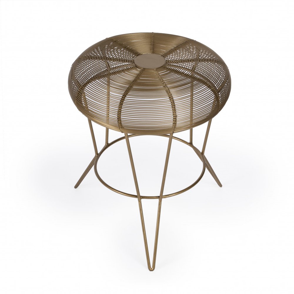 Antique Gold Iron Round End Table - 18-inch