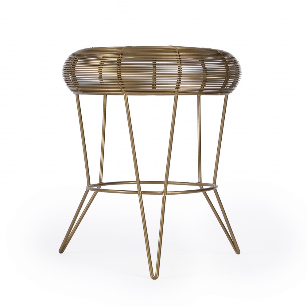 Antique Gold Iron Round End Table - 18-inch