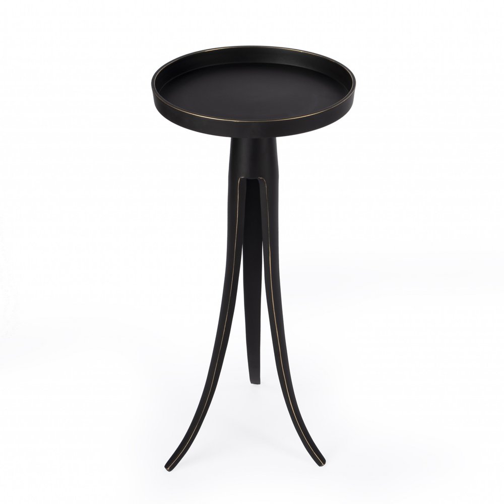 Black Distressed Aluminum Round End Table - 24-inch