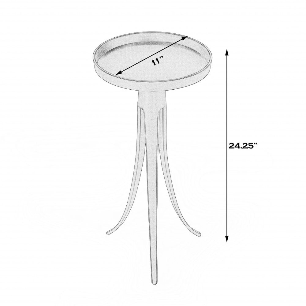 Black Distressed Aluminum Round End Table - 24-inch