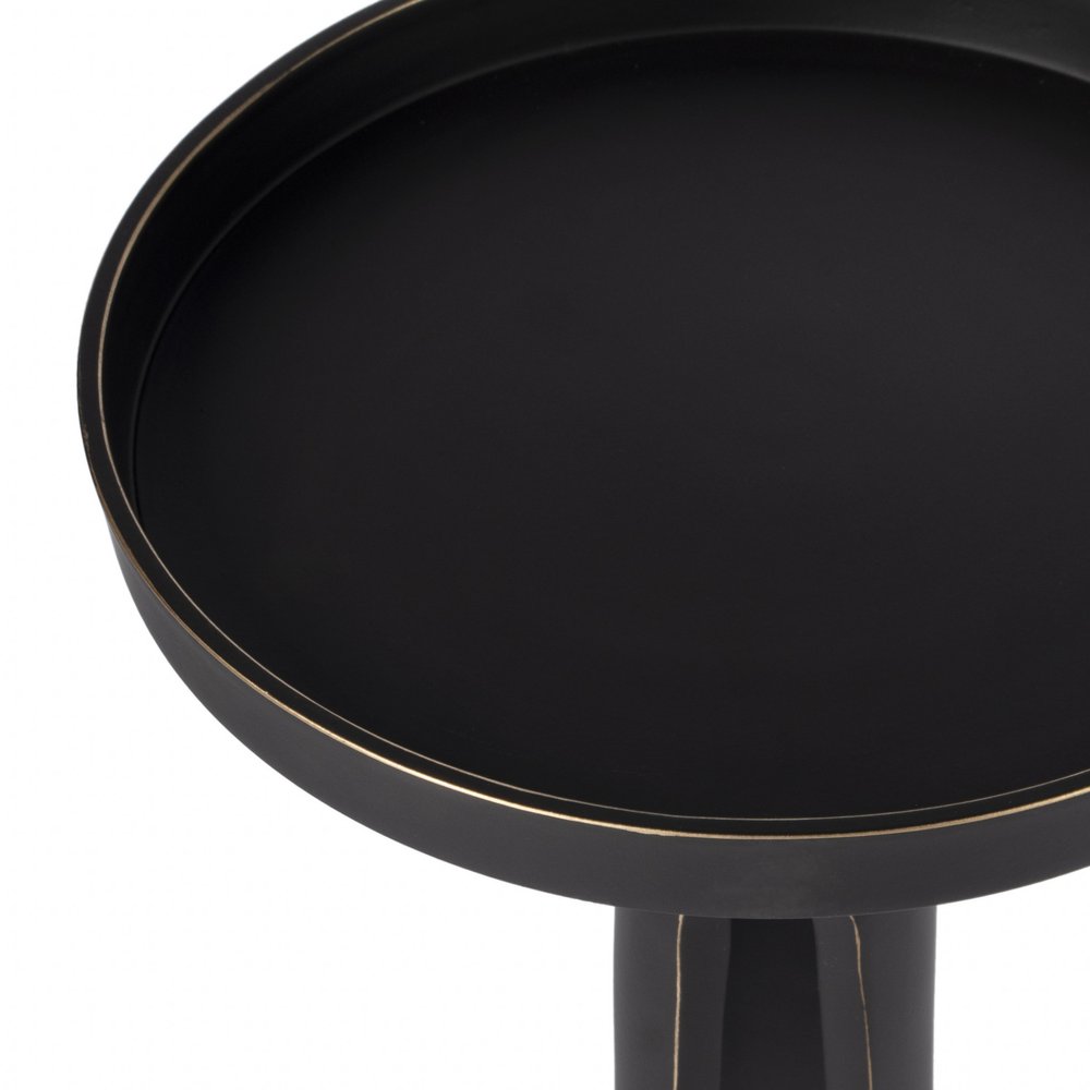 Black Distressed Aluminum Round End Table - 24-inch