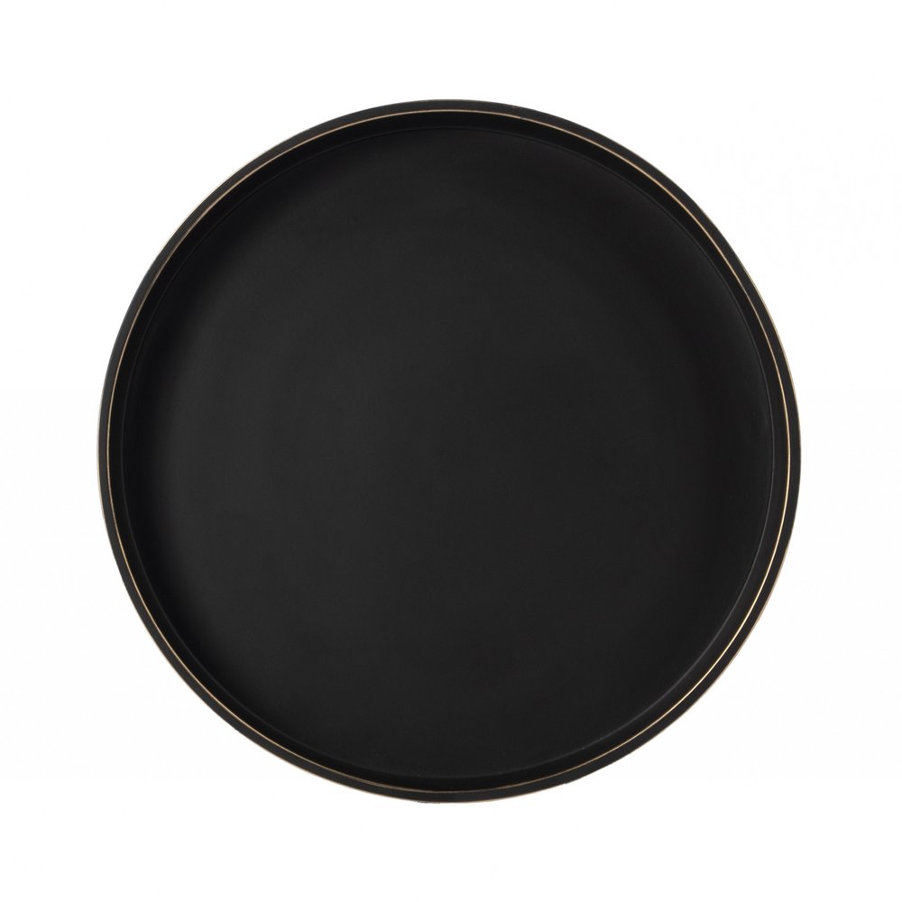 Black Distressed Aluminum Round End Table - 24-inch