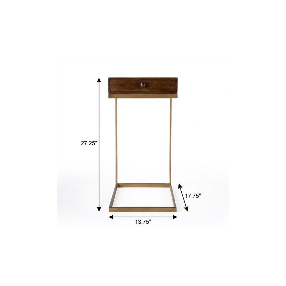Natural Brown Solid and Manufactured Wood Square End Table with Drawer