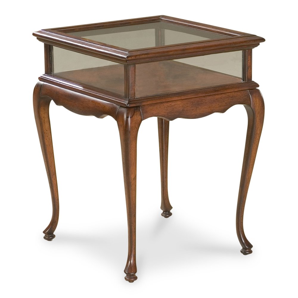 Dark Brown Glass Rectangular End Table - 25-inch