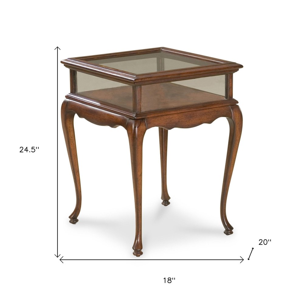 Dark Brown Glass Rectangular End Table - 25-inch