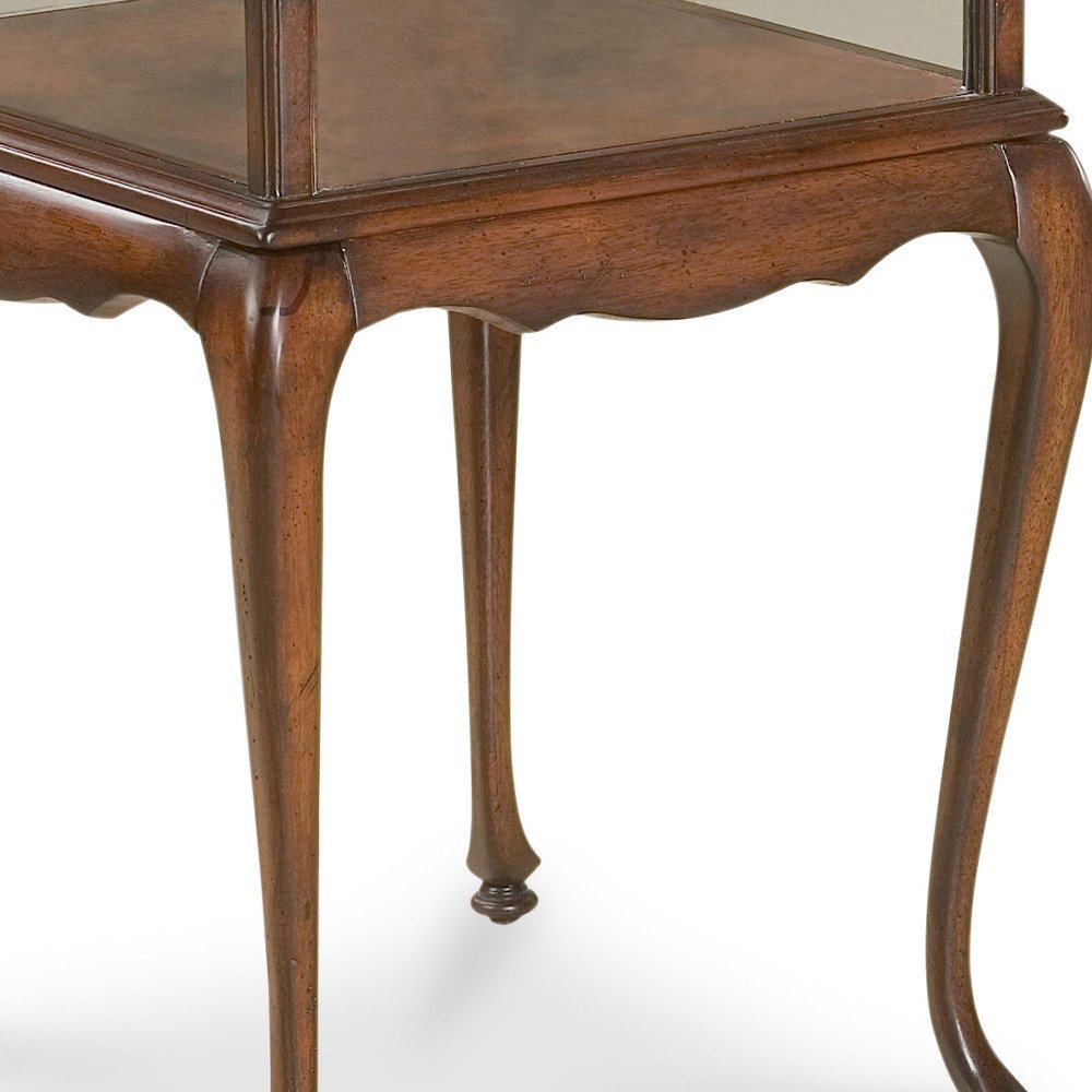 Dark Brown Glass Rectangular End Table - 25-inch