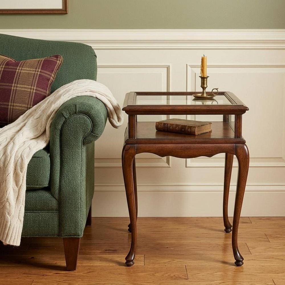 Dark Brown Glass Rectangular End Table - 25-inch