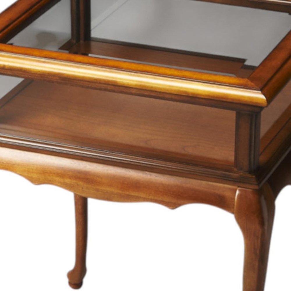 Brown and Clear Glass End Table - 25-inch