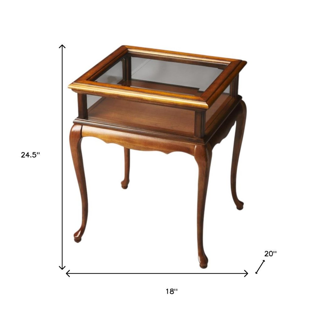 Brown and Clear Glass End Table - 25-inch