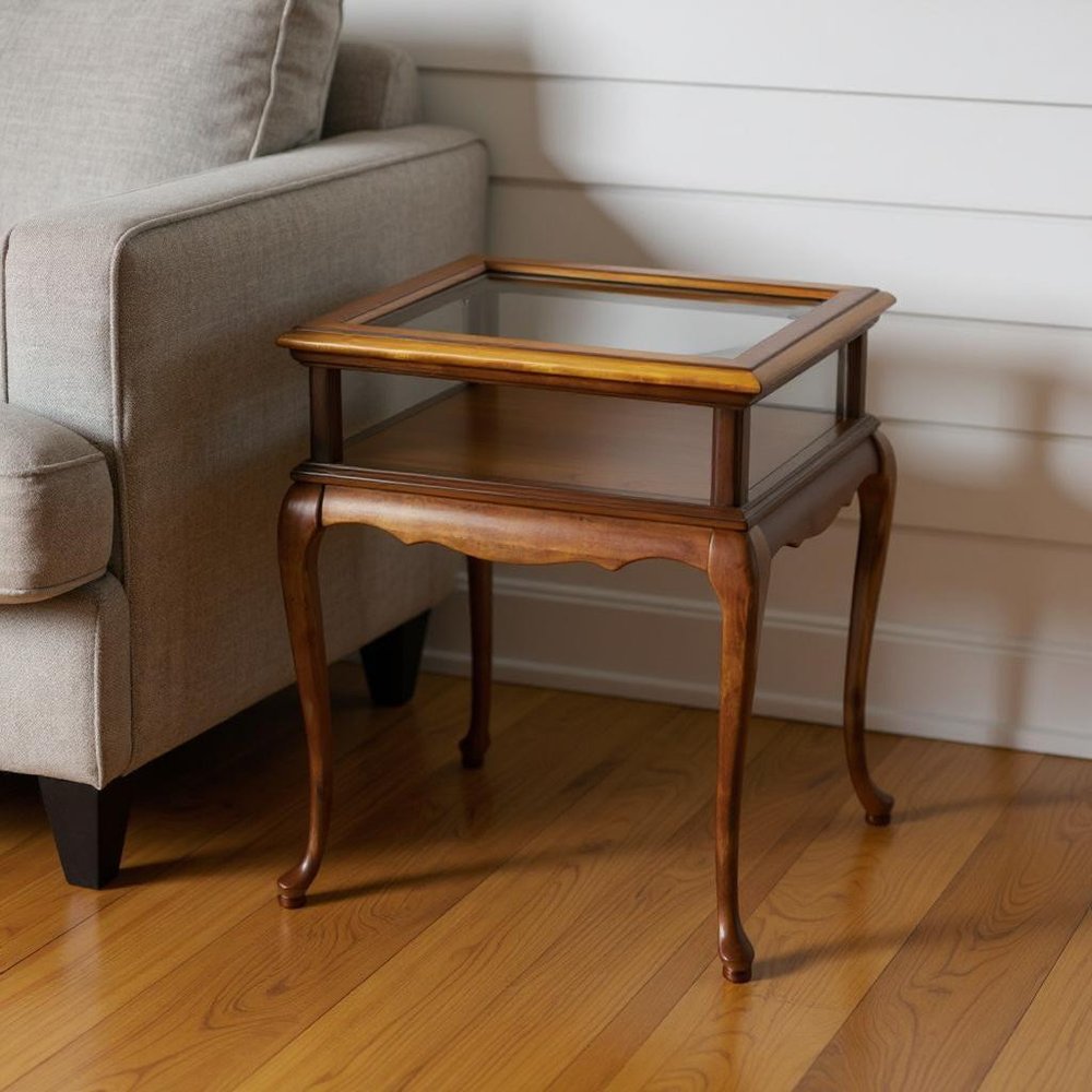 Brown and Clear Glass End Table - 25-inch