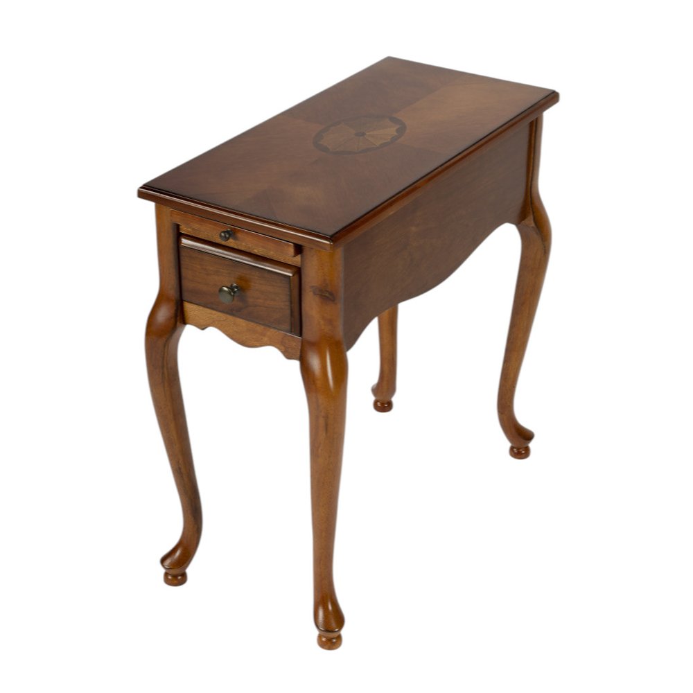 Brown Solid and Manufactured Wood Rectangular End Table with Drawer