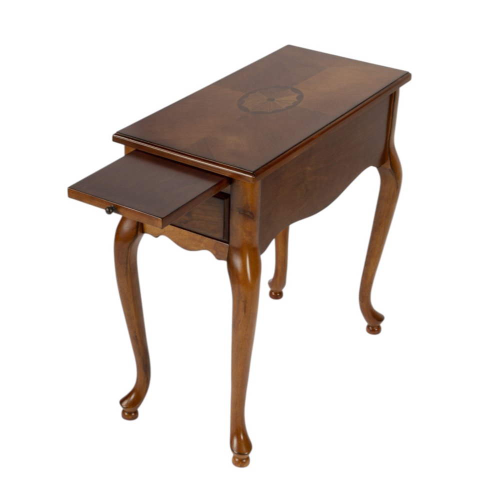 Brown Solid and Manufactured Wood Rectangular End Table with Drawer