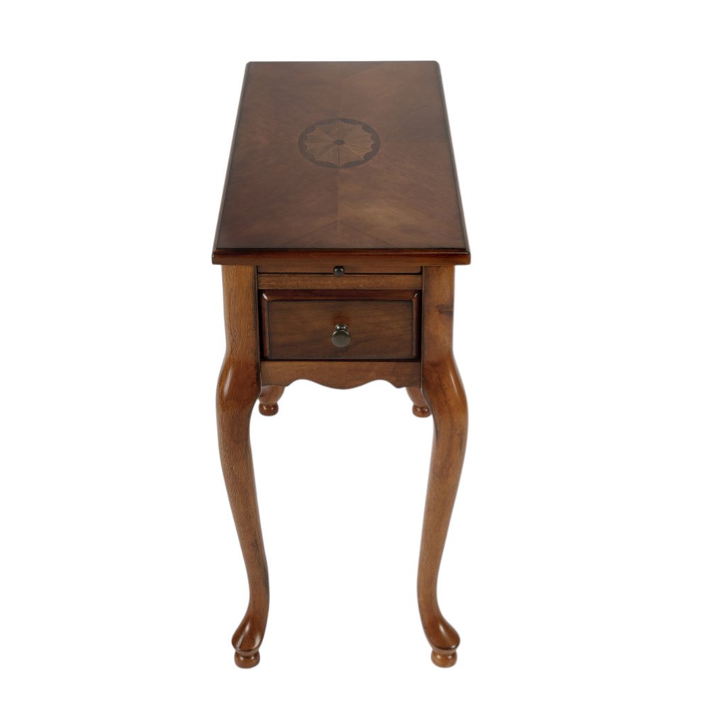 Brown Solid and Manufactured Wood Rectangular End Table with Drawer
