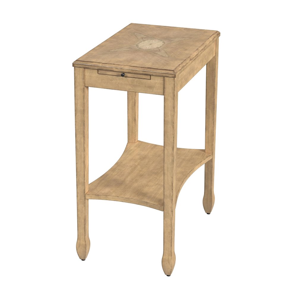 Beige Manufactured Wood Rectangular End Table with Shelf - 25-inch