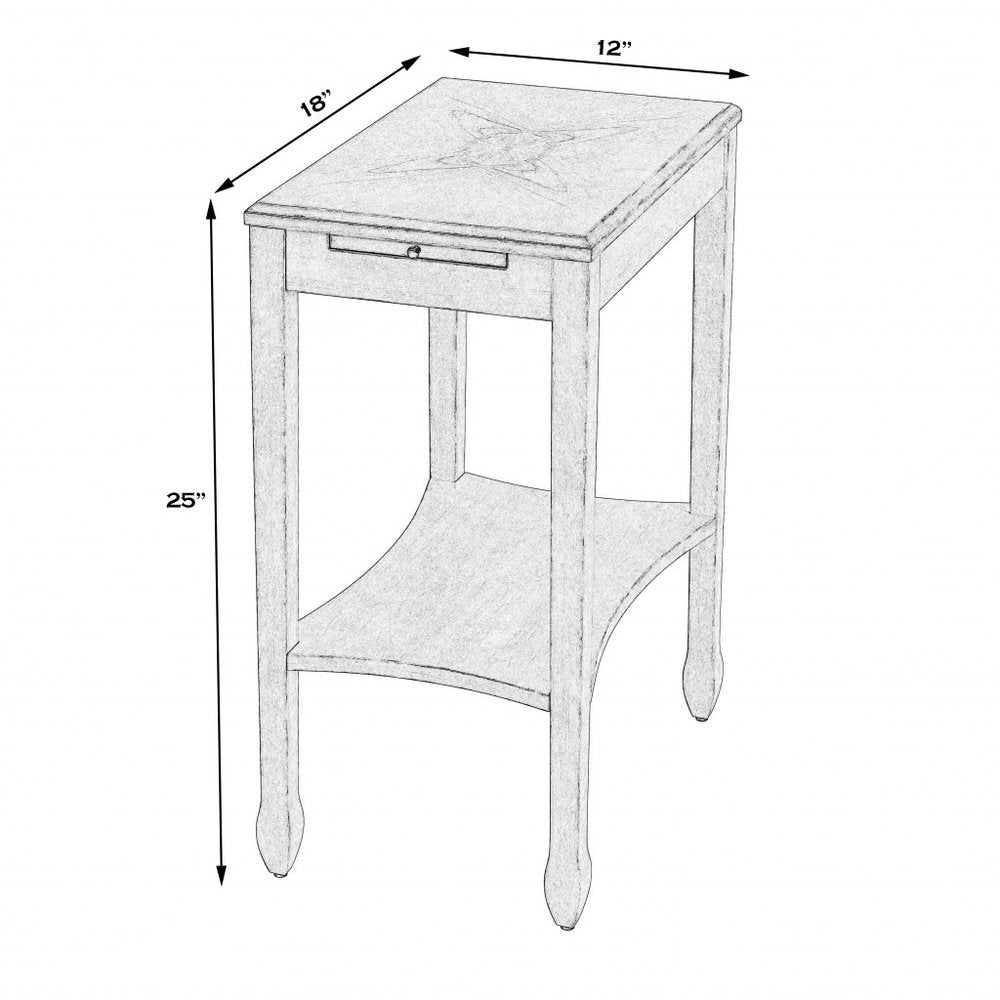 Beige Manufactured Wood Rectangular End Table with Shelf - 25-inch