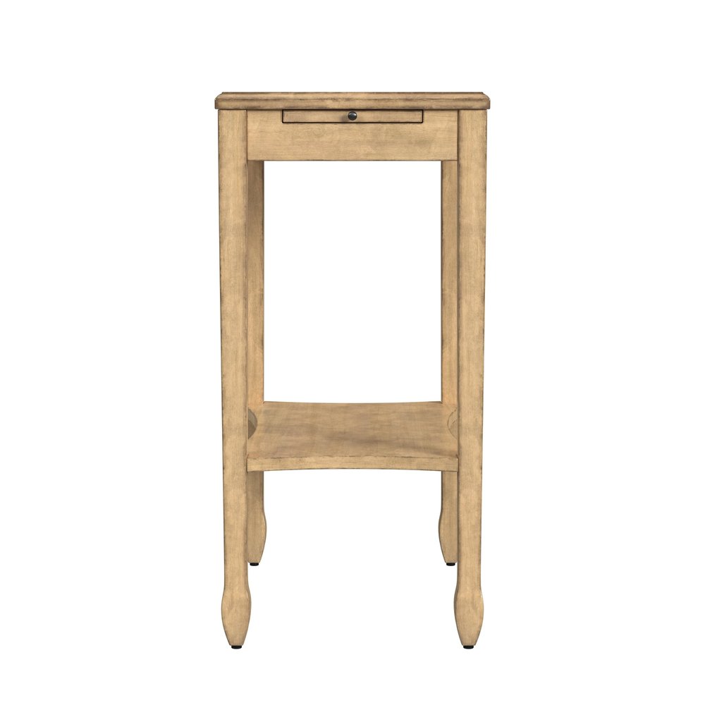 Beige Manufactured Wood Rectangular End Table with Shelf - 25-inch