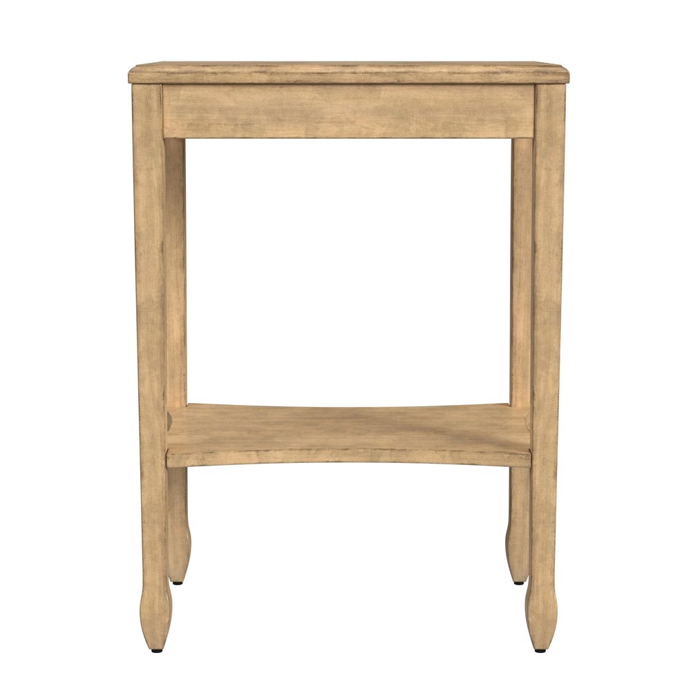 Beige Manufactured Wood Rectangular End Table with Shelf - 25-inch