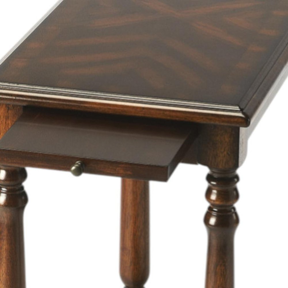 Wood Brown End Table with Shelf - 24-inch