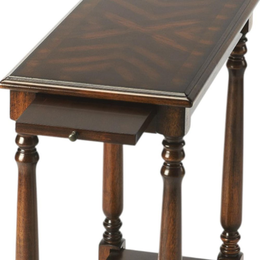 Wood Brown End Table with Shelf - 24-inch