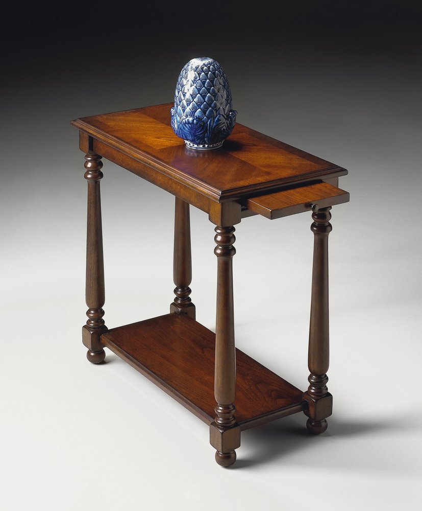 Wood Brown End Table with Shelf - 24-inch