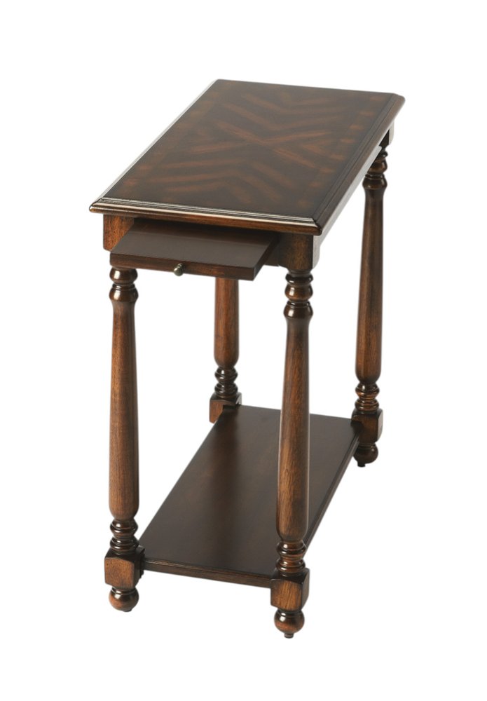 Wood Brown End Table with Shelf - 24-inch