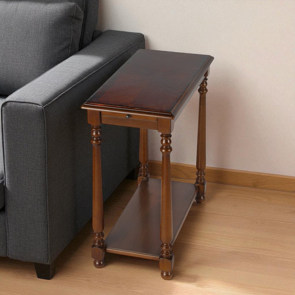 Brown End Table with Shelf - 24-inch