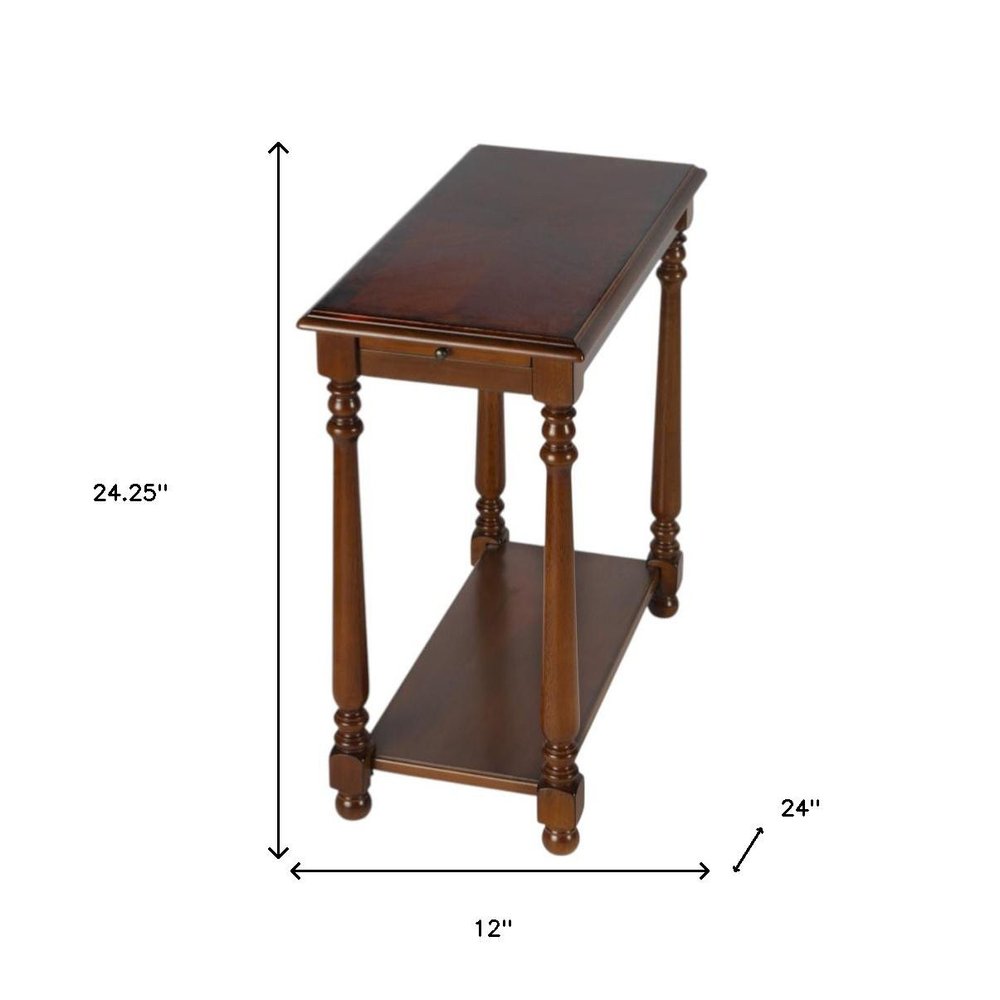 Brown End Table with Shelf - 24-inch