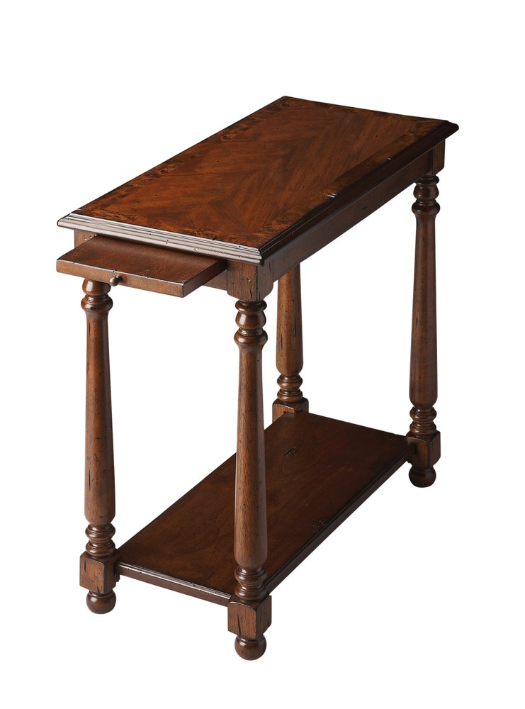 Wood Brown End Table with Shelf - 24-inch