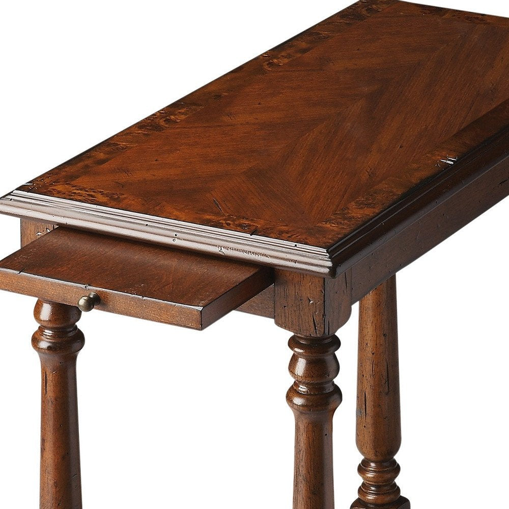 Wood Brown End Table with Shelf - 24-inch