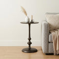 Dark Burnished Bronze Aluminum Round Top Pedestal End Table - 18-inch