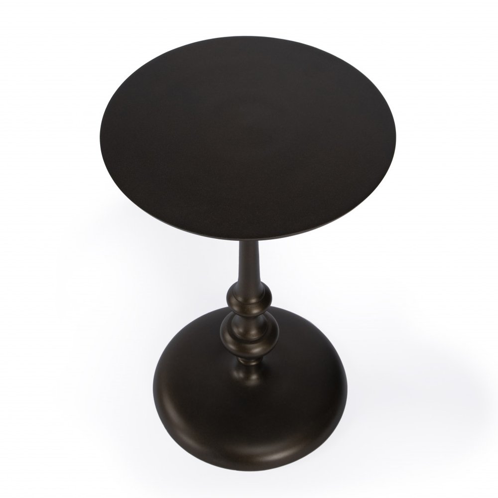 Dark Burnished Bronze Aluminum Round Top Pedestal End Table - 18-inch