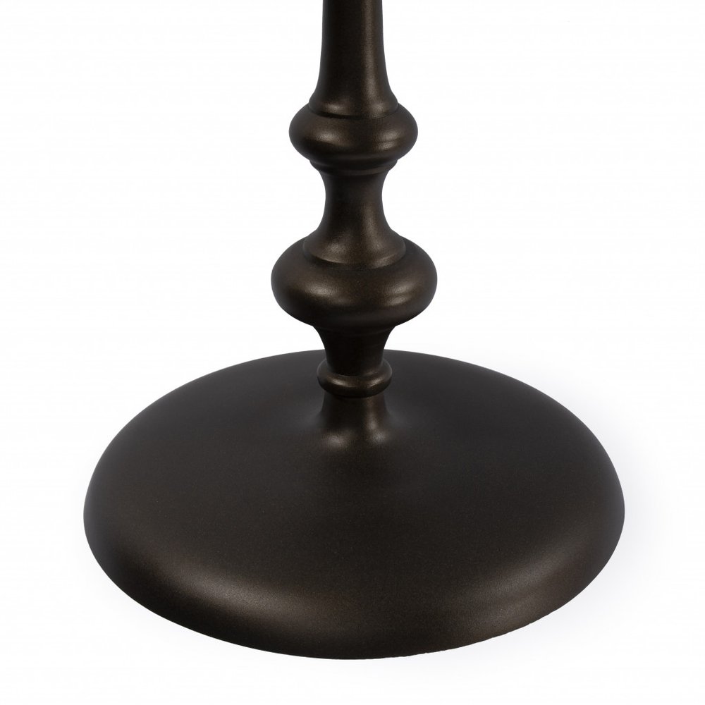 Dark Burnished Bronze Aluminum Round Top Pedestal End Table - 18-inch