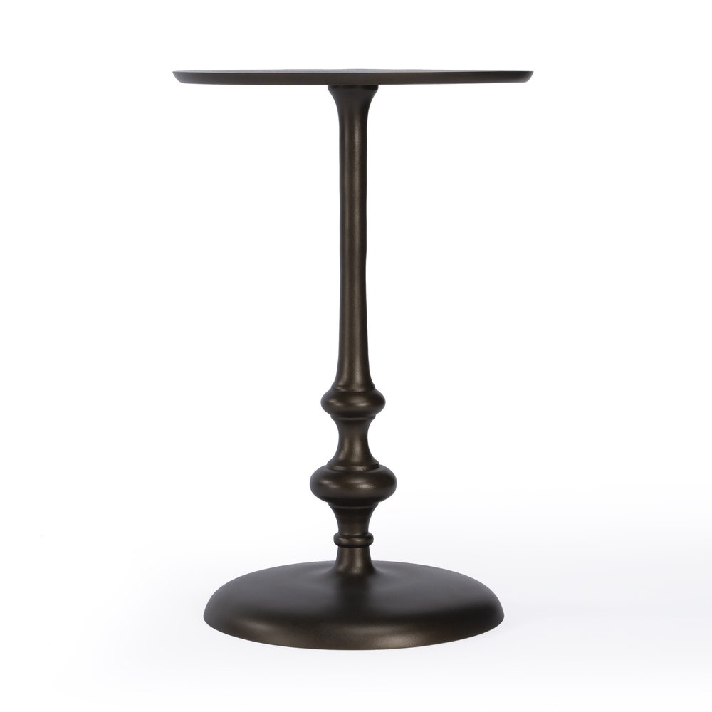 Dark Burnished Bronze Aluminum Round Top Pedestal End Table - 18-inch