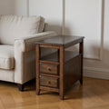 Brown Distressed End Table with Two Drawers and Shelf - 24-inch