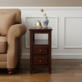 Dark Brown Manufactured Wood End Table with Two Drawers and Shelf